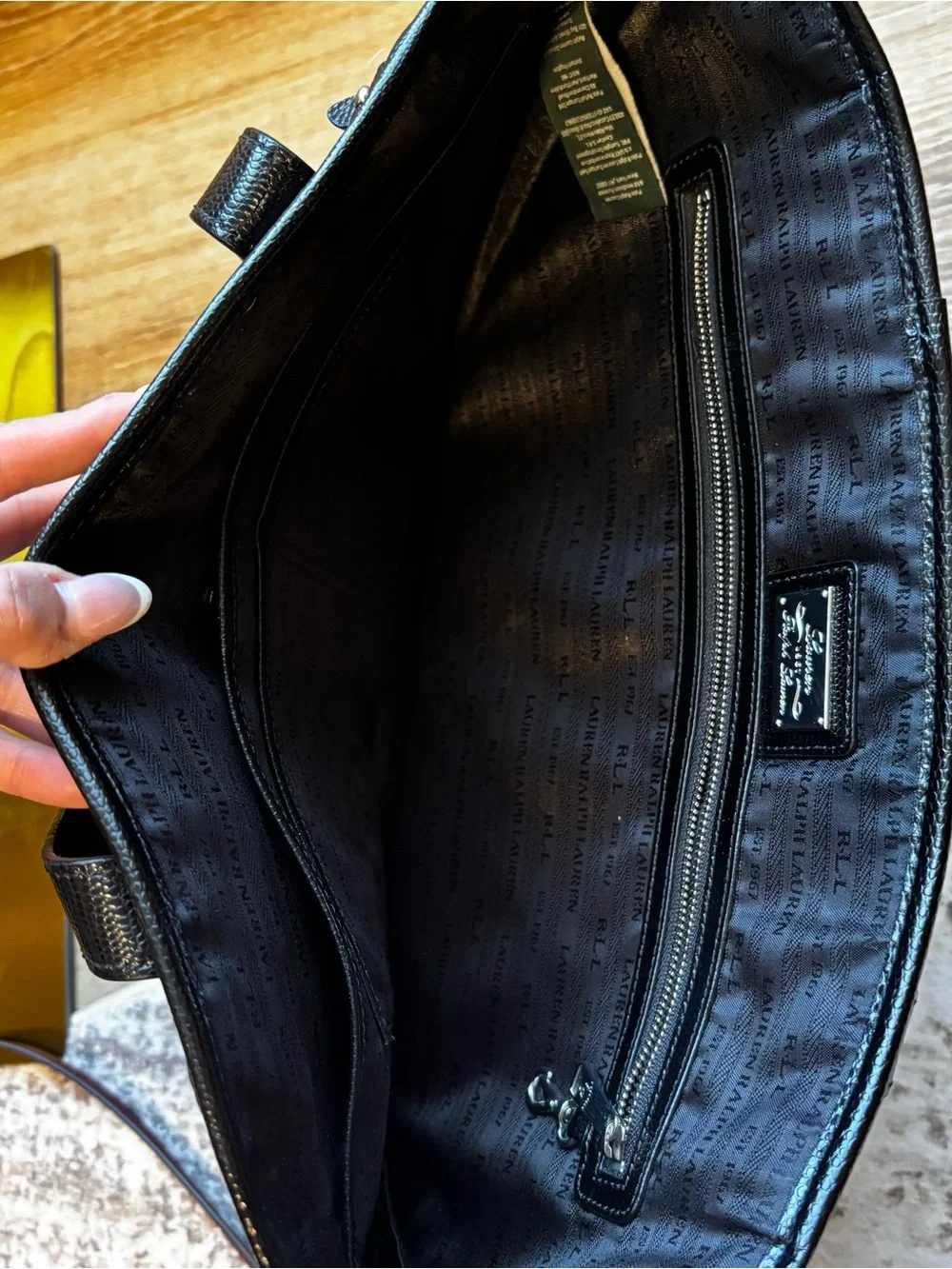 Ralph Lauren Black Leather Tote with Stud Accents - Picture 5 of 8